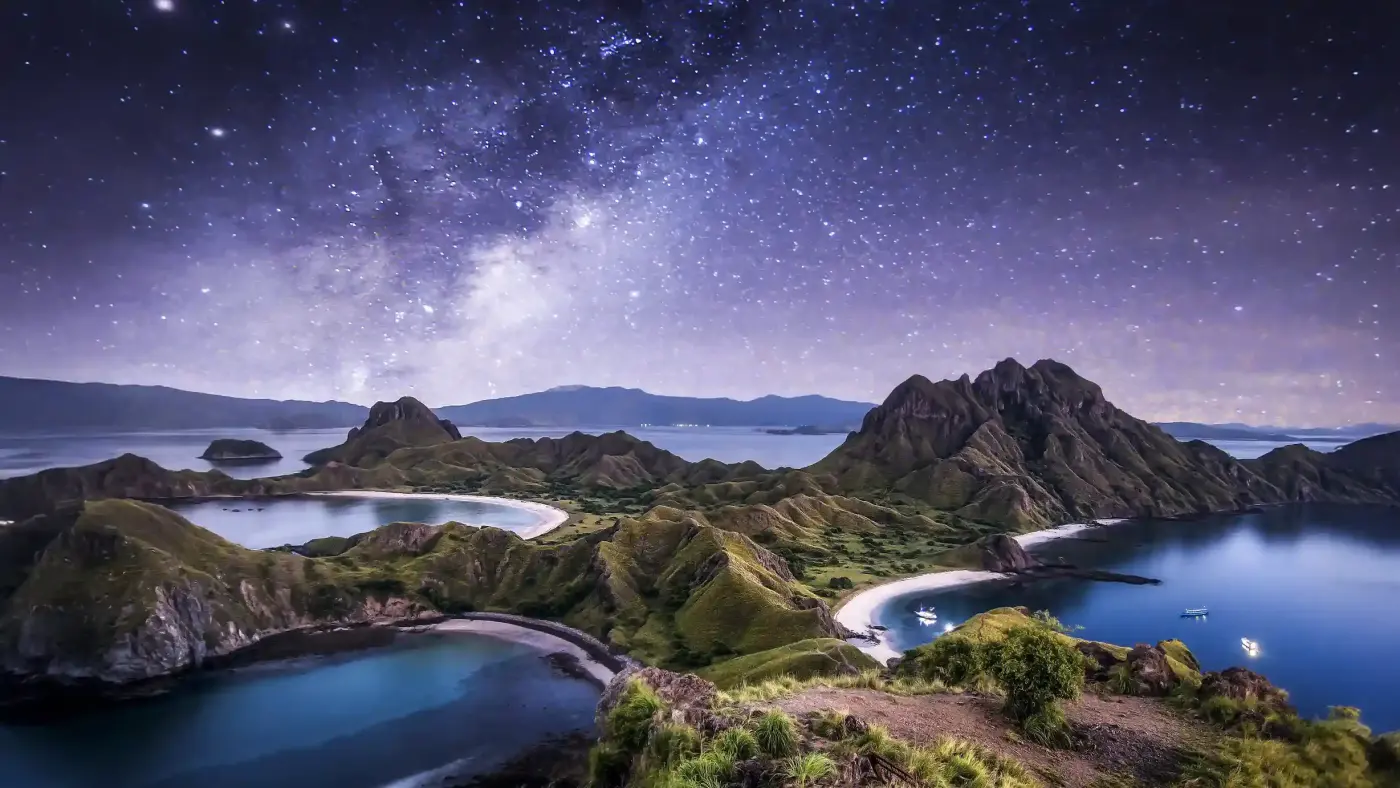 Padar Island under the Milky Way